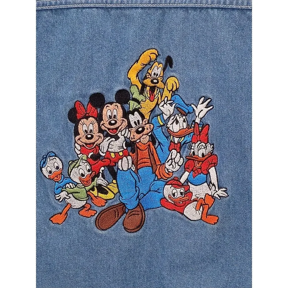 Disney Store VTG Denim Jean Jacket Blue Trucker Sz XL Mickey Friends Heavyweight - Picture 5 of 13